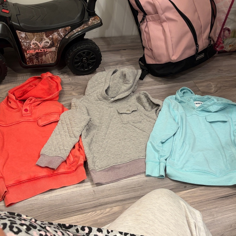 Old Navy Kids' Hoodie Trio - Coral, Gray, and Light Blue